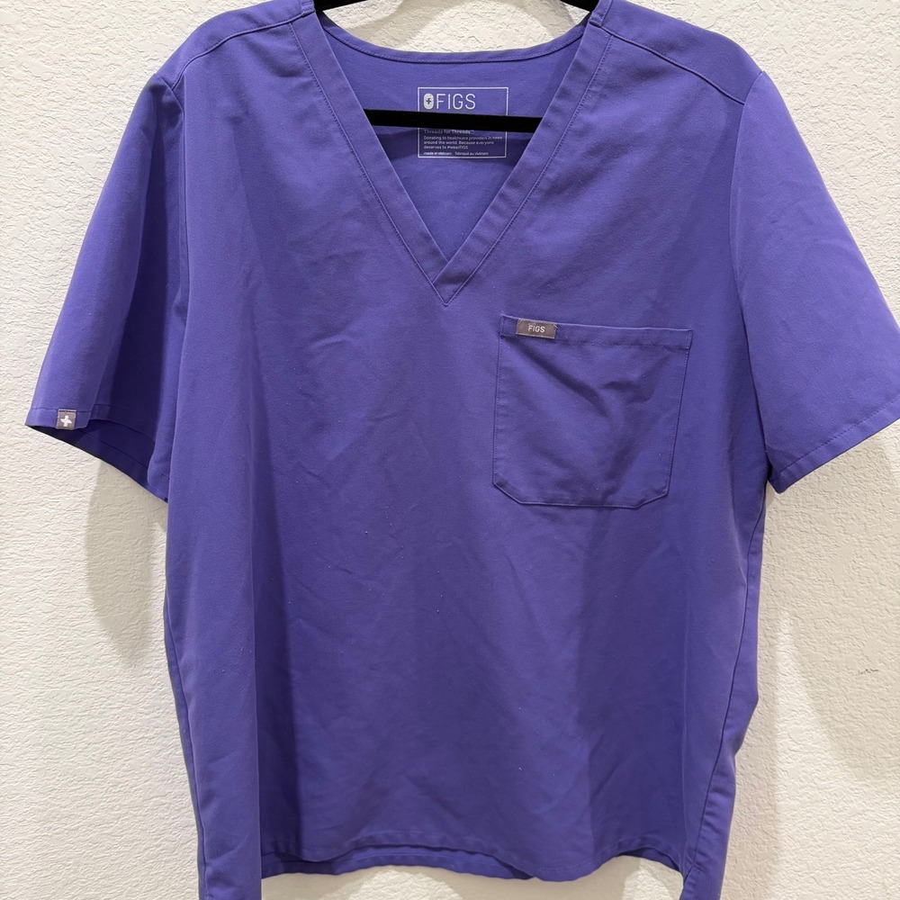 Figs Technical Collection Scrub Top Purple V-Neck Chest Pocket XXL Mens